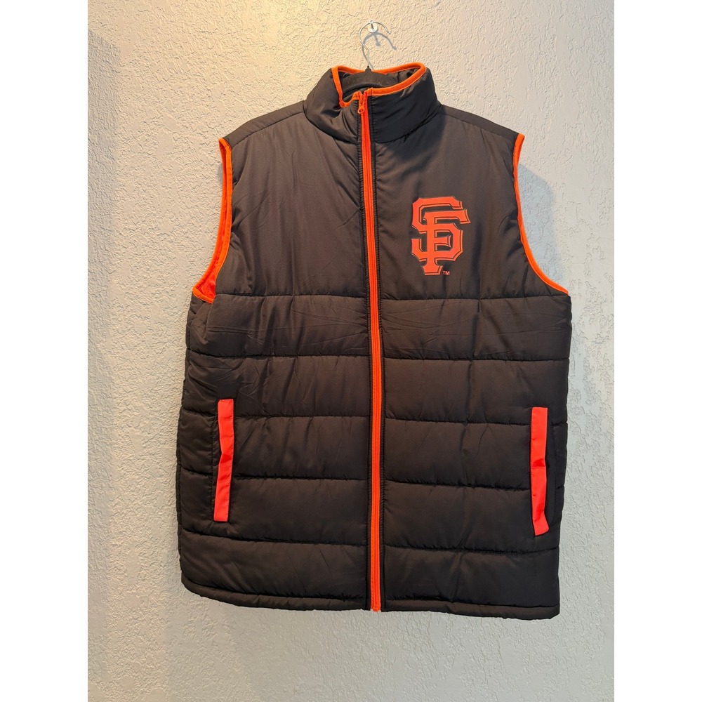 MLB San Francisco Giants Ghirardelli Puffer Vest Mens XL Black Orange Full Zip